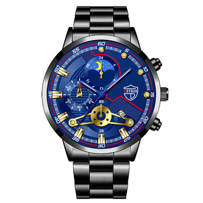 Mode Herr Kalender Armbandsur Affärs Quartz Klocka Studentklocka