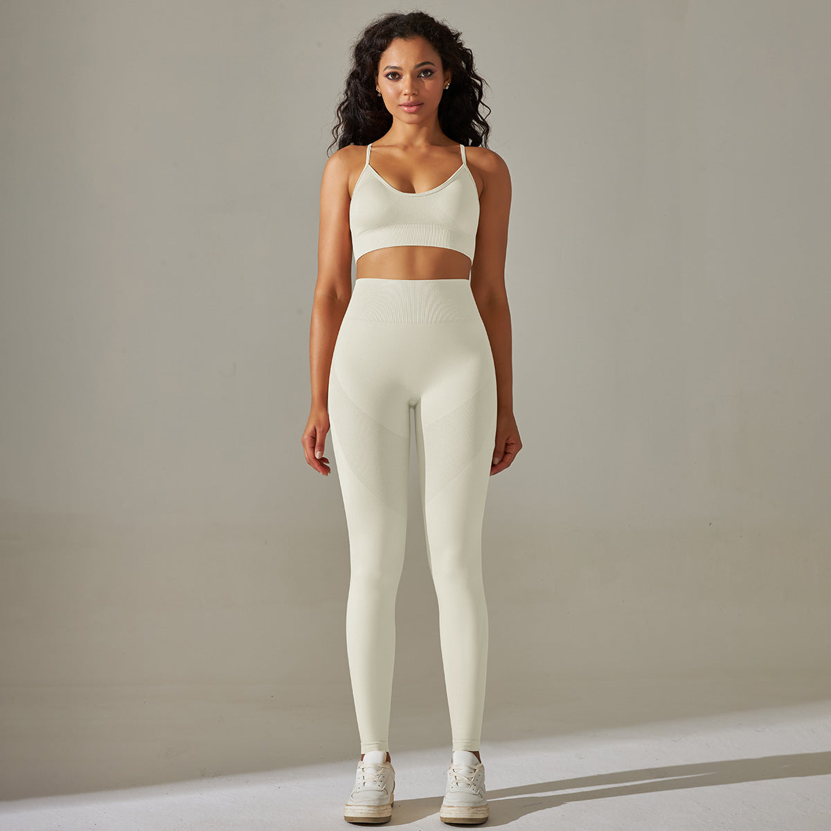 Sömlös Sport Rygglyft Hip Tight Byxor Yoga Kläder Set