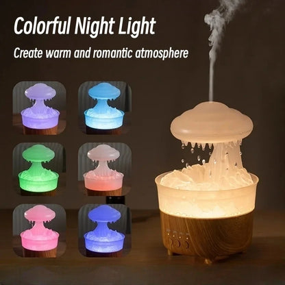 Humidificateur de veilleuse nuage de pluie avec son de goutte d'eau de pluie et diffuseur d'huile essentielle de lumière LED 7 couleurs aromathérapie