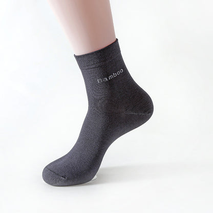 Chaussettes chaussettes de couleur unie chaussettes mi-tube en fibre de bambou pour hommes