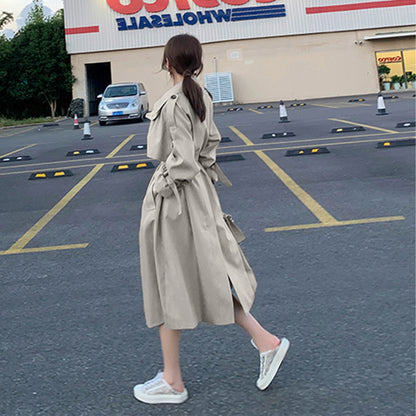 Trendig trenchcoat för kvinnor, dubbelknäppt kappa, koreansk trenchcoat för kvinnor, elegant oversize trenchcoat, vårkläder, damkläder