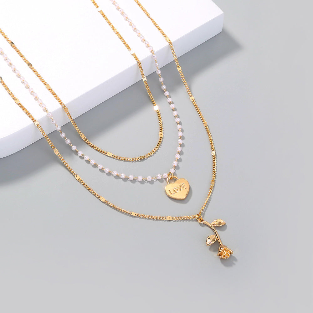 Personality, creativity, love, roses, lovers, multi-layer necklaces, women
