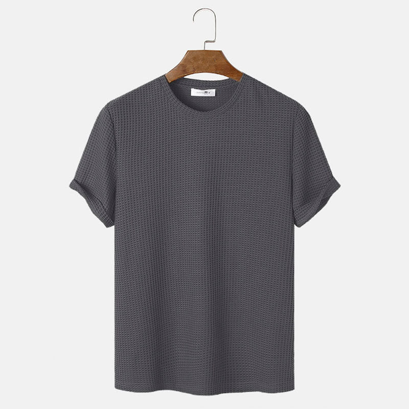 Män sommarenfärgade rundhalsade Basic T-shirts