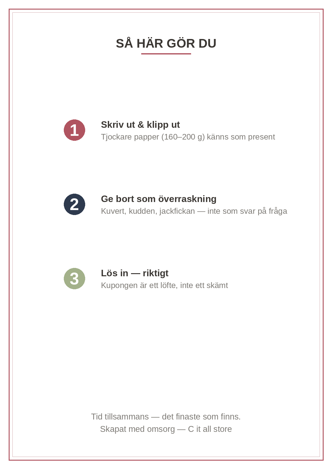 Kärleks-kupongboken — 12 klipp-ut-kuponger för partnern + 4 blanka (printbar PDF)
