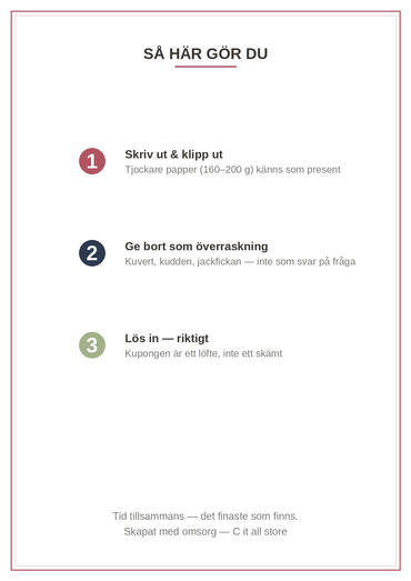 Kärleks-kupongboken — 12 klipp-ut-kuponger för partnern + 4 blanka (printbar PDF)