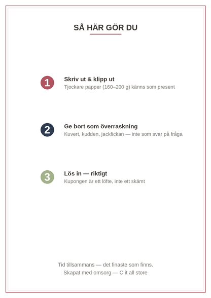 Kärleks-kupongboken — 12 klipp-ut-kuponger för partnern + 4 blanka (printbar PDF)
