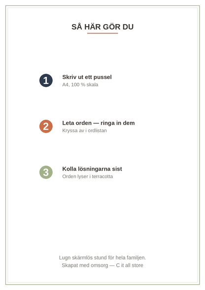 Ordletar-boken vol. 1 — 10 teman, 80 svenska ord att hitta + lösningar (printbar PDF)