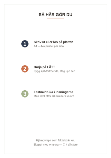 Sudoku-boken vol. 1 — 60 pussel lätt/medel/svår + lösningar (printbar PDF)