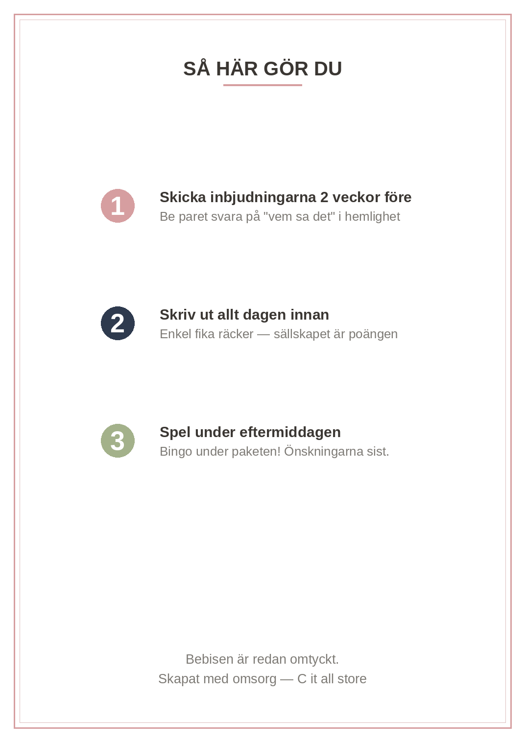 Babyshower-paketet — inbjudan, 4 spel, önske-kort & tackkort (printbar PDF)
