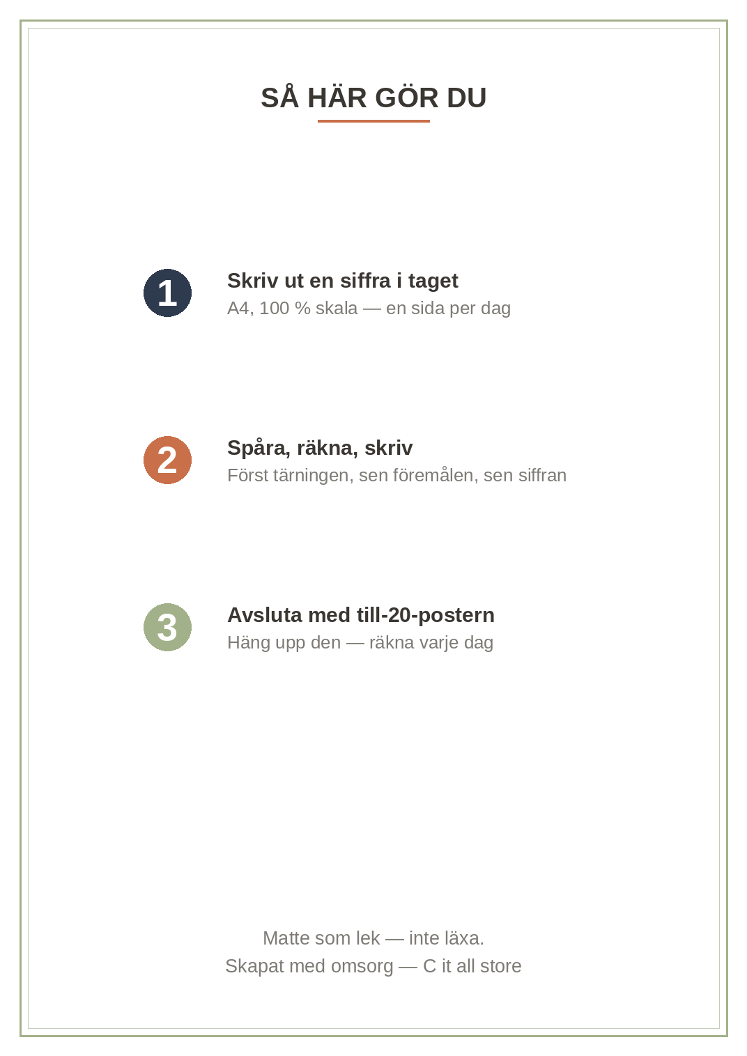 Sifferboken 4–6 år — siffrorna 1–10: spåra, räkna, addition & former (printbar PDF)