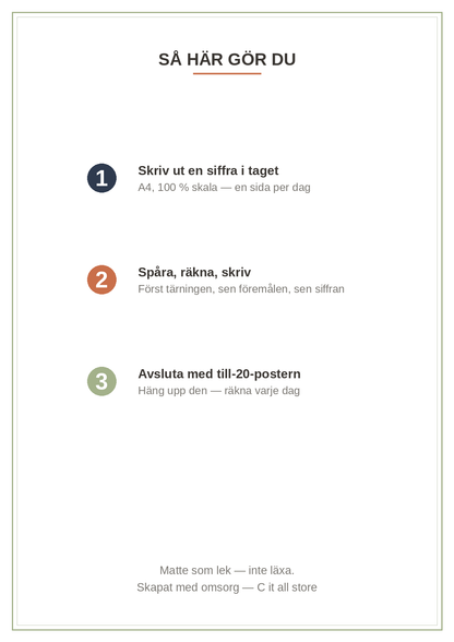 Sifferboken 4–6 år — siffrorna 1–10: spåra, räkna, addition & former (printbar PDF)