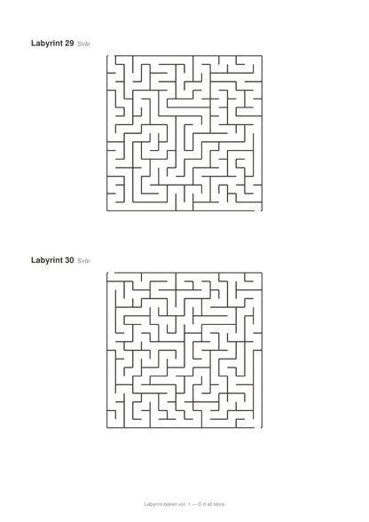 Labyrint-boken vol. 1 — 30 labyrinter i tre storlekar med lösningar (printbar PDF)