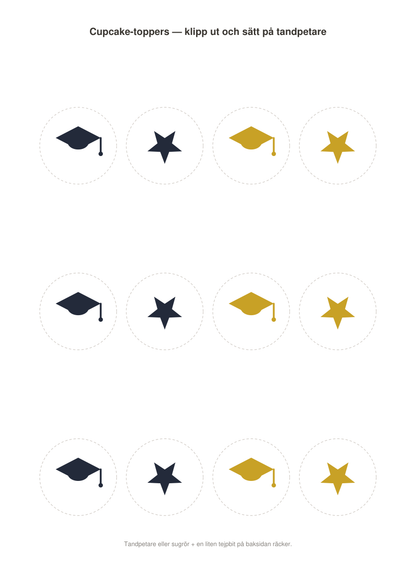 Studentkalas-paketet — STUDENTEN-banner, inbjudningar & cupcake-toppers (printbar PDF)