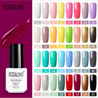 ROSALIND 7ML Pure Colors series Gel Nail Polish 01-58 UV&LED Lamp For Nail Extensions Gel Lacquer Varnishes Need Base Top Art