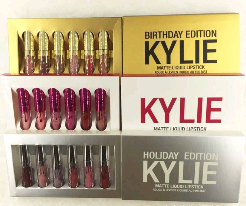 KYLIE6 färg läppglans set, 6 Kelly guld, 6 silver, rött 6 läppglans läppstift