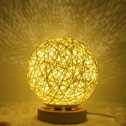 Amazon Hot säljning Creative linn Bordlampa Novel och Unik LED intelligent USB7 färg RGB16 färg fjärrkontroll Rattan Balla Lampa