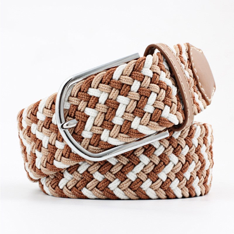 Women's Canvas Student Casual Stretch Braided Needle Buckle Belt - Youthful Confidence