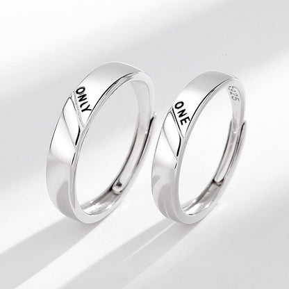 Bagues de couple simples en argent sterling à la mode pour hommes et femmes