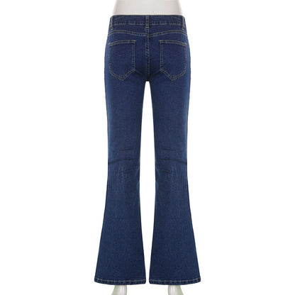Blue Low Waist Commuter Pants Girl