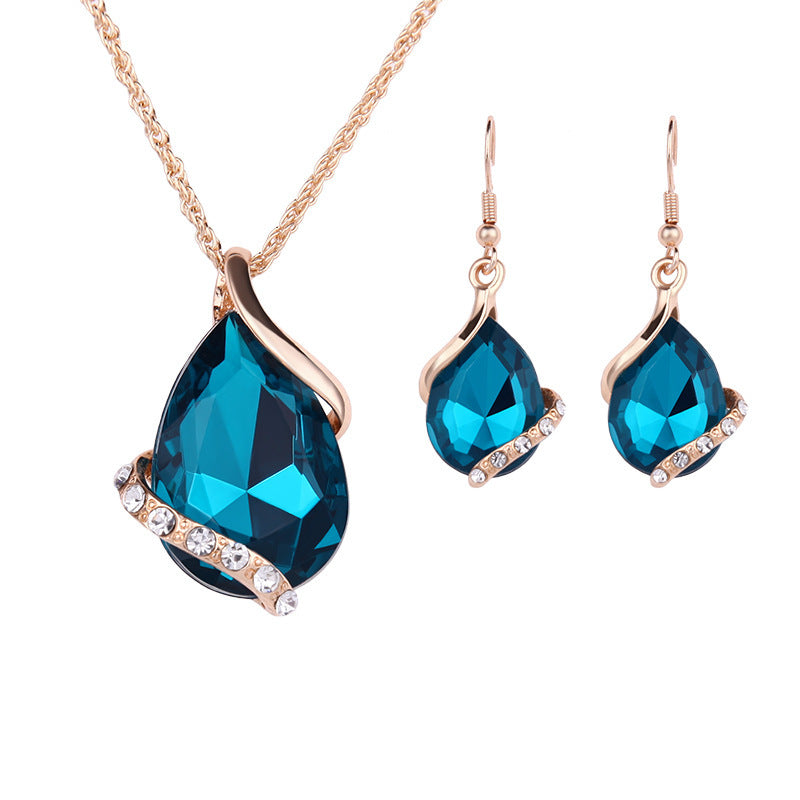 Elegant Water Drop Necklace Earring Set - High-Quality Jewelry