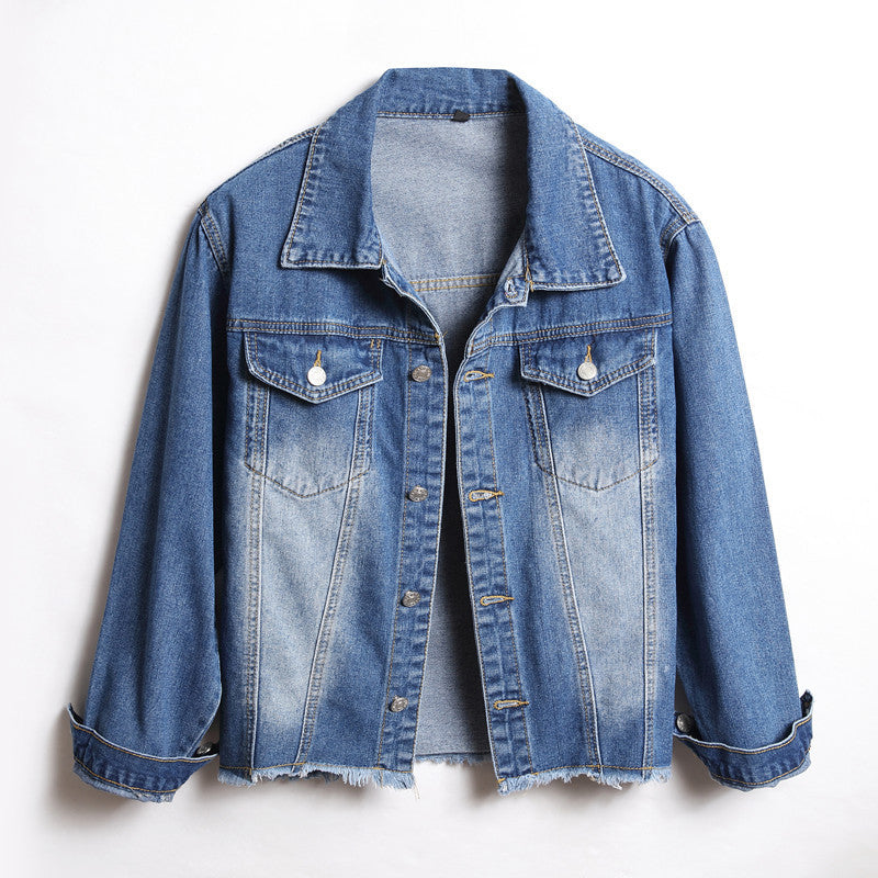 Kort Jacka ample effiloché en denim