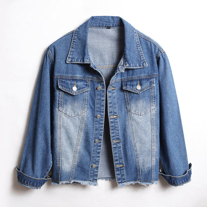 Kort Jacka ample effiloché en denim