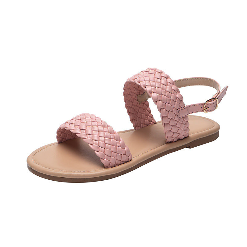 Women Shoes Summer Weave Sandals Flat Beach Shoes