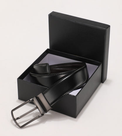 Ceinture à boucle ardillon double face en cuir véritable pour hommes