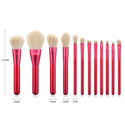 12pcs  red makeup brushes