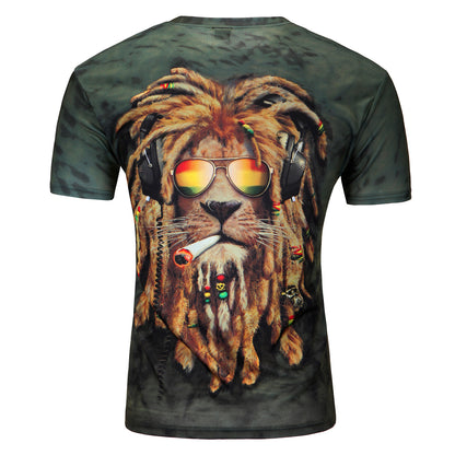 European and American fashion in summer 3D printing lions male short sleeved T-shirt 3D T-shirt wholesale