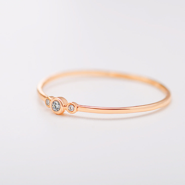 Bagues jointes trois diamants cuivre zircon