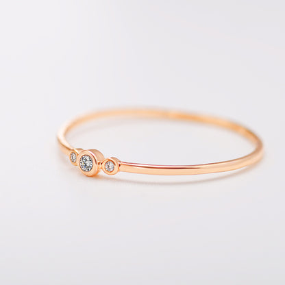 Bagues jointes trois diamants cuivre zircon