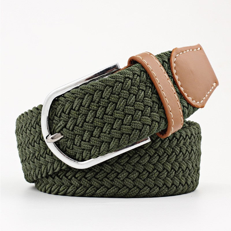 Women's Canvas Student Casual Stretch Braided Needle Buckle Belt - Youthful Confidence