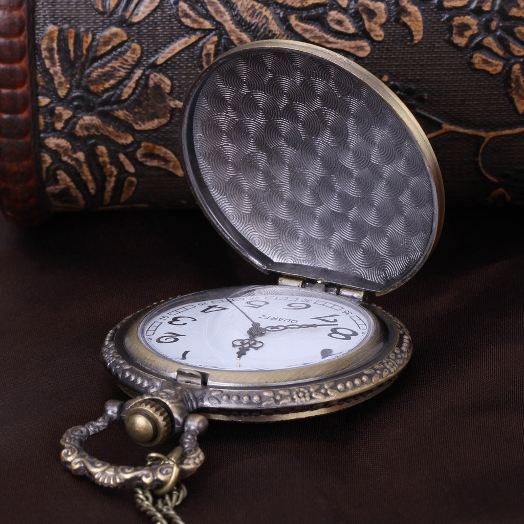 European and American Cupid Bronze Fan Pocket Watch