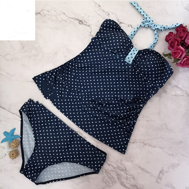 Ladies Polka Dot Print Halter Swimsuit for Pregnant Women