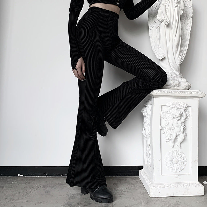 Suede pitted casual girl wide-leg pants