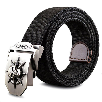 Men's Canvas Skull Metal Belt - Rebellious Edge