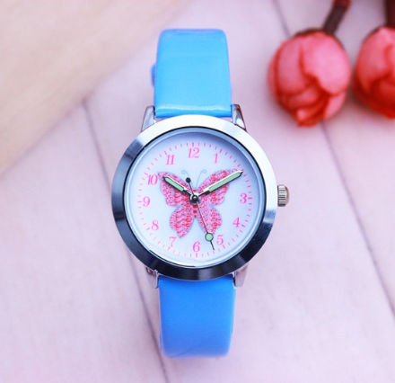 Children's Watches Kids Quartz Watch Student Girls Quartz-watch Cute Colorful Butterfly Dial Waterproof Watch