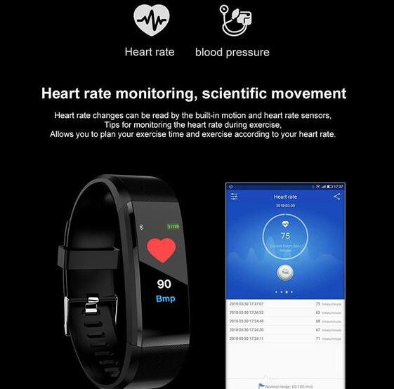 Smart armband med Bluetooth-armband Pulsmätare Klocka Activity Fitness Tracker