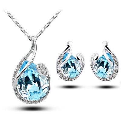 Luxury Rhinestone Earring Necklace - Elegant Sparkle
