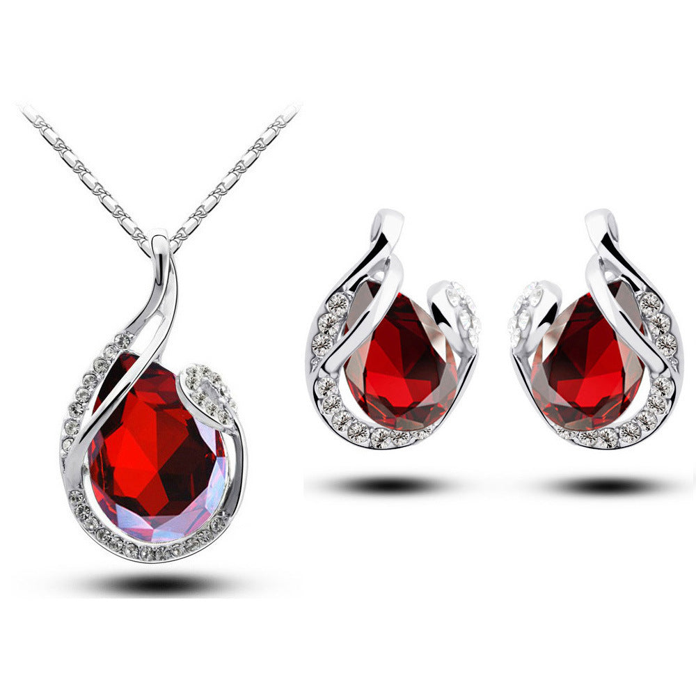 Luxury Rhinestone Earring Necklace - Elegant Sparkle