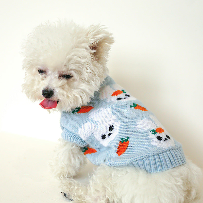 Bowknot Dog Clothes Cat Costume Hollow Knit Dog Sweater