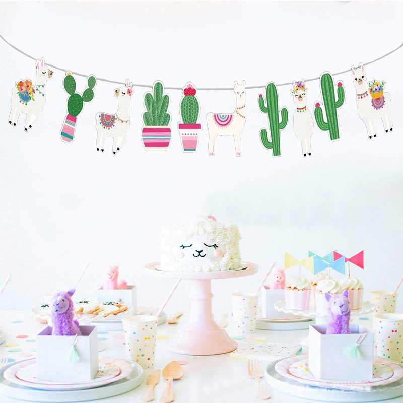 Alpaca Cactus Desert Party Pulls Flag