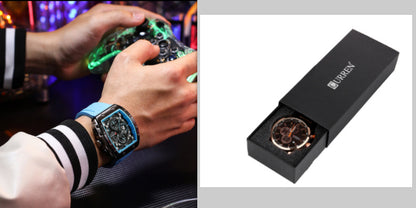 Montre pour hommes à bande à quartz à six broches pour hommes