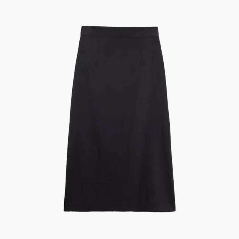 Back Slit Straight Tube Slimming High Waist Black Long Skirt