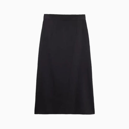 Back Slit Straight Tube Slimming High Waist Black Long Skirt