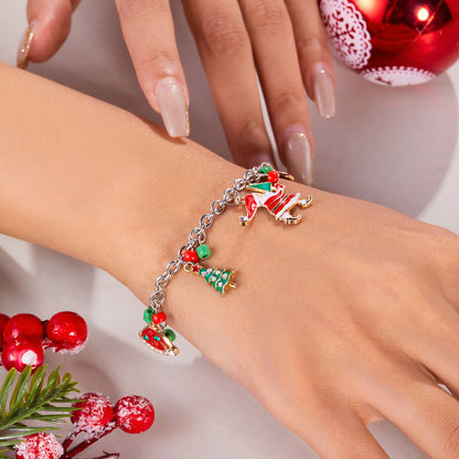 Personligt jularmband julgran jultomten hänge armband för kvinnor smycken