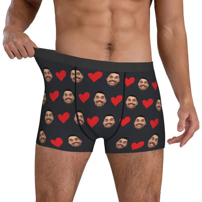 Sous-vêtements personnalisés avec Photo de visage, Boxer personnalisé en forme de cœur, slip personnalisé pour hommes, cadeau pour mari, cadeau d'anniversaire pour papa