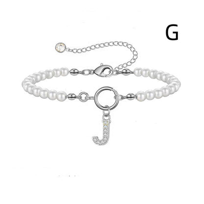 2024 Nytt Mode Toggle Lock Initial Armband Kvinnor AZ Bokstav Hänge 6mm Pärlarmband För Kvinnor Smycken Gåva