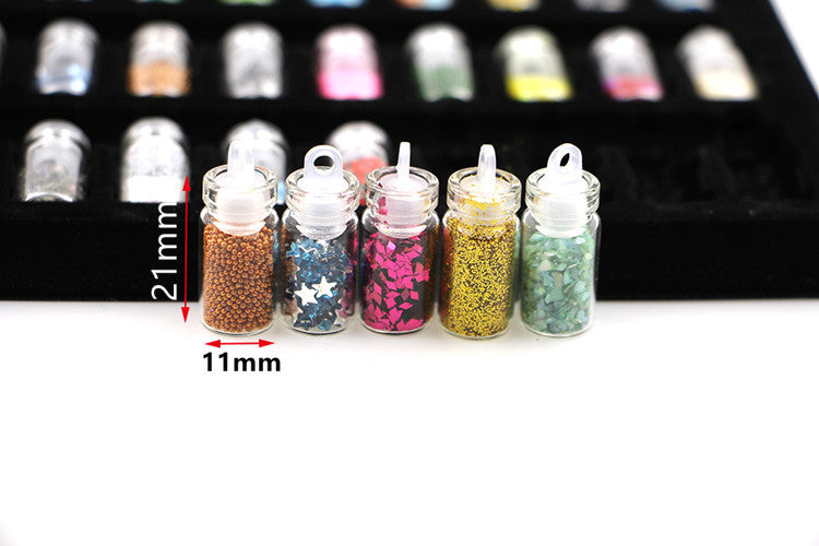 48 In One Nail Smyckesset Nagelpaljetter Powder DIY Handgjorda leksaksmaterial 11x22mm